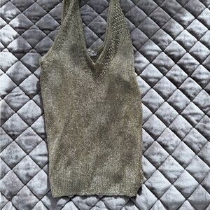 Free People Shimmer V-Neck Knit Tank Top